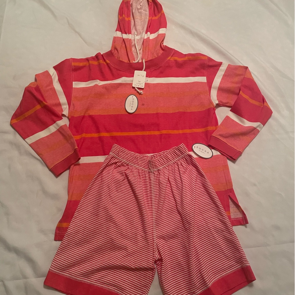 Barcelos Island by Sousa Striped Lightweight Hoodie/Shorts Set, NWT, Size‎ Small